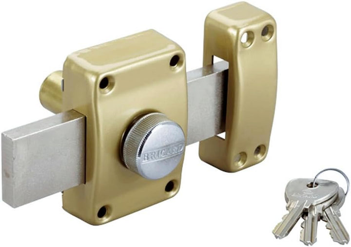 BRICARD 1968 Alpha Button Zylinderschloss 45 mm Ø 22 mm, gold mit Knopf für Überdeckungstüren 45 mm