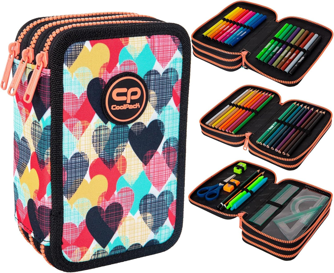 Goldkids CoolPack XXL Chocolove Federtasche Federmappe 3-Fach Schulstiftetui, dreifaches Federmäppch