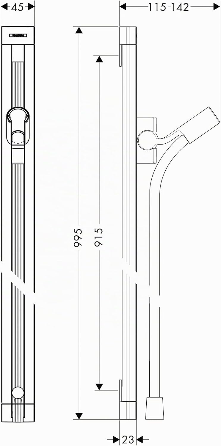hansgrohe Raindance Unica Duschstange 0,90m, mit Duschschlauch 1,60m, Chrom Chrom 160.00 cm, Chrom 1