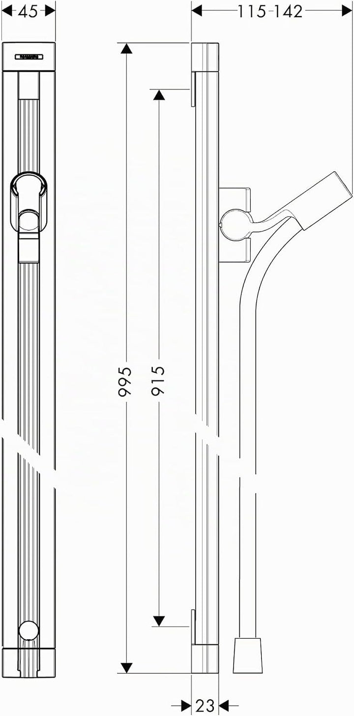 hansgrohe Raindance Unica Duschstange 0,90m, mit Duschschlauch 1,60m, Chrom Chrom 160.00 cm, Chrom 1