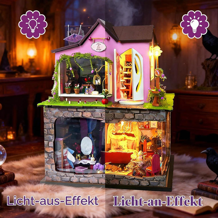 Cuteefun DIY Miniatur Puppenhaus Kit zum BAU Miniatur Haus mit Staubschutzhaube und Werkzeugen Selbe