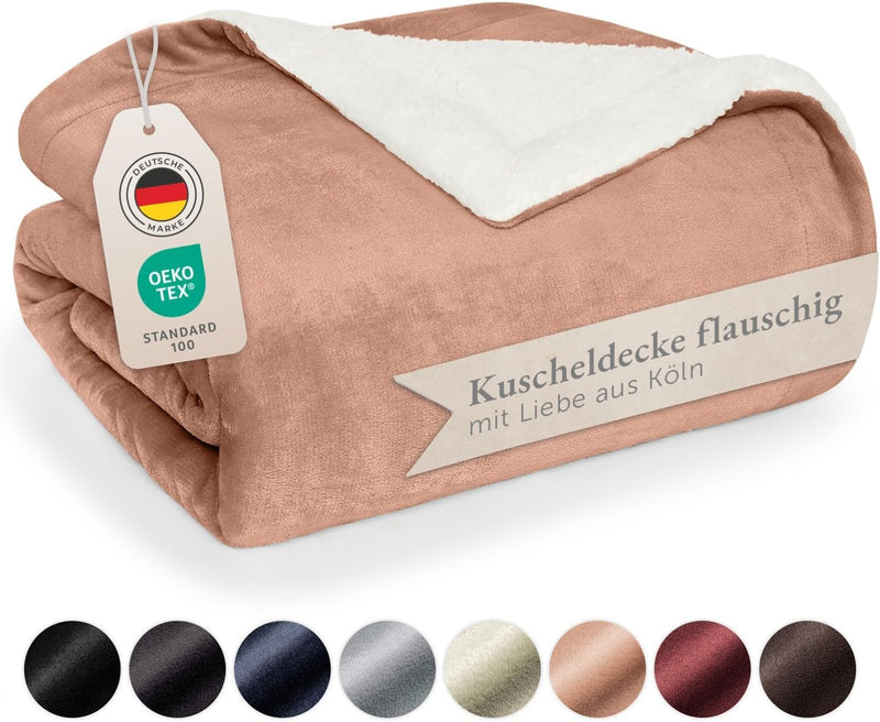 Blumtal Premium Sherpa Kuscheldecke 150 x 200 cm - warme Decke Oeko-TEX® zertifizierte Dicke Sofadec