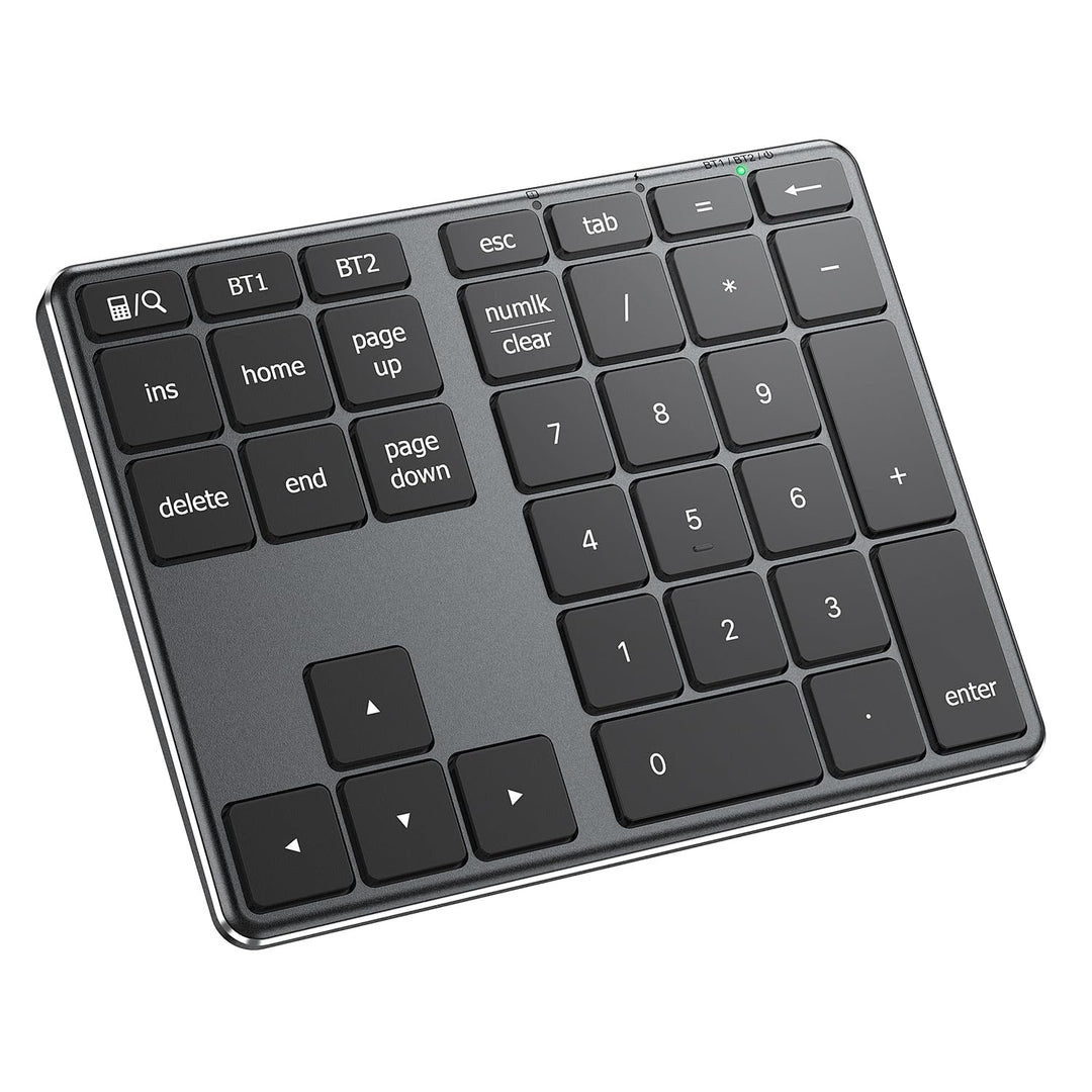 iClever Nummernblock, kabelloser Aluminium-Nummernblock für mehrere Geräte, USB-C wiederaufladbar, e