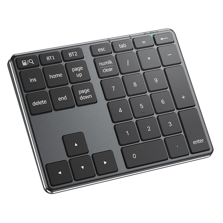 iClever Nummernblock, kabelloser Aluminium-Nummernblock für mehrere Geräte, USB-C wiederaufladbar, e