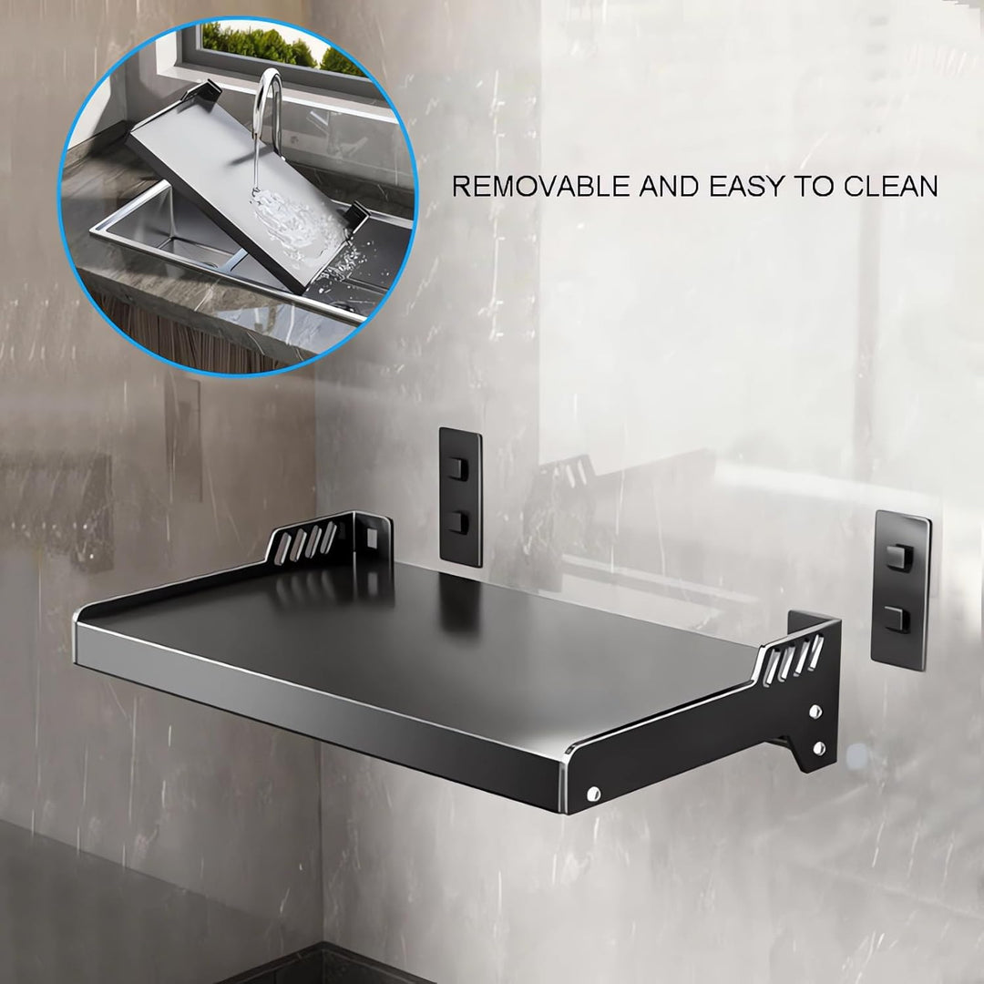 FREEUP Mikrowelle Regal Wand für Küche, Wand Mikrowellenhalter Regal Edelstahl, schwarz mikrowellenh