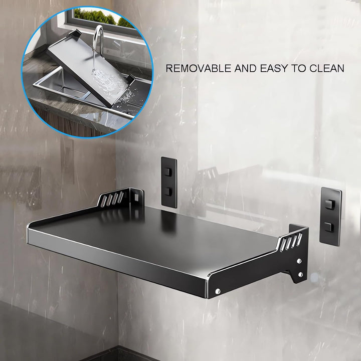 FREEUP Mikrowelle Regal Wand für Küche, Wand Mikrowellenhalter Regal Edelstahl, schwarz mikrowellenh