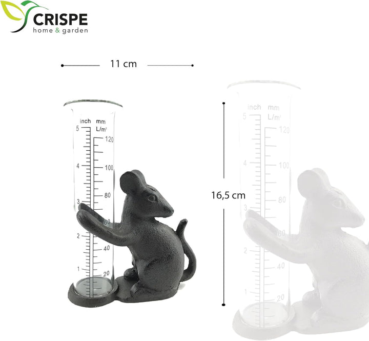 Crispe home & garden Regenmesser - Maus - dekorativ und robust - zum Hinstellen - Niederschlagsmenge