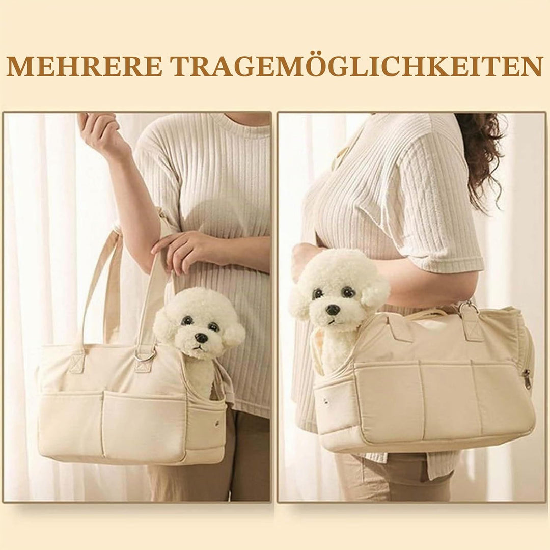 Dokeno Transporttasche für kleine Hund Katze bis 8kg, Hundetransportbox faltbar für Reise &amp; Auto, At