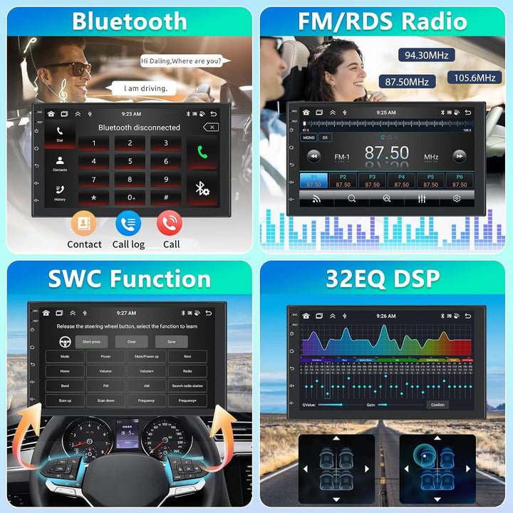 [6+128G] Autoradio mit Kabelloses A-pple Carplay/Android Auto, 7 Zoll 2 Din Android 13 Bildschirm To