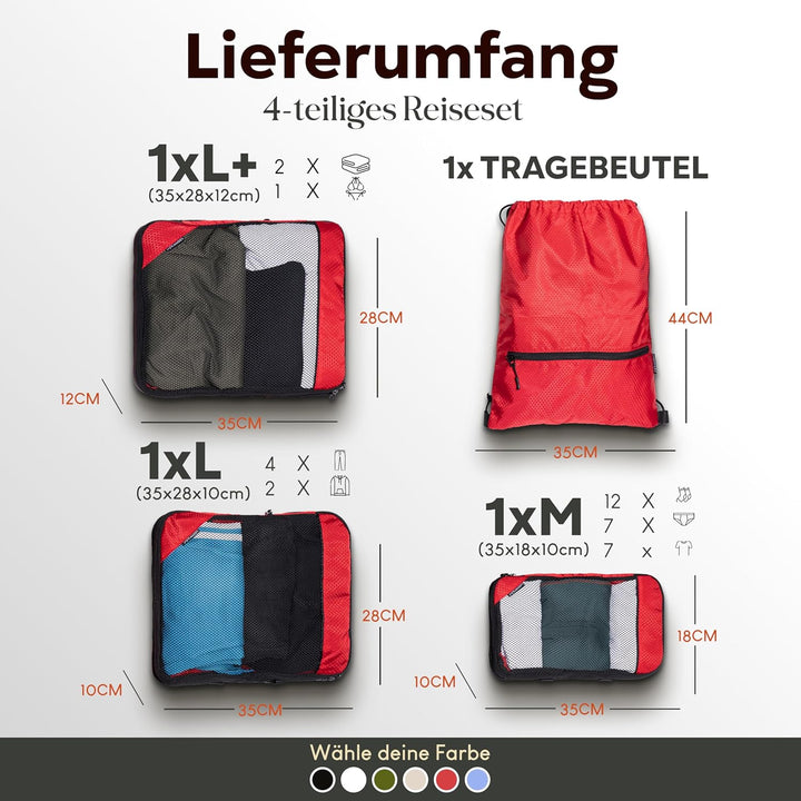 Compression Packing Cubes Set für mehr Platz im Koffer & Backpack - Packwürfel Packing Cubes Compres