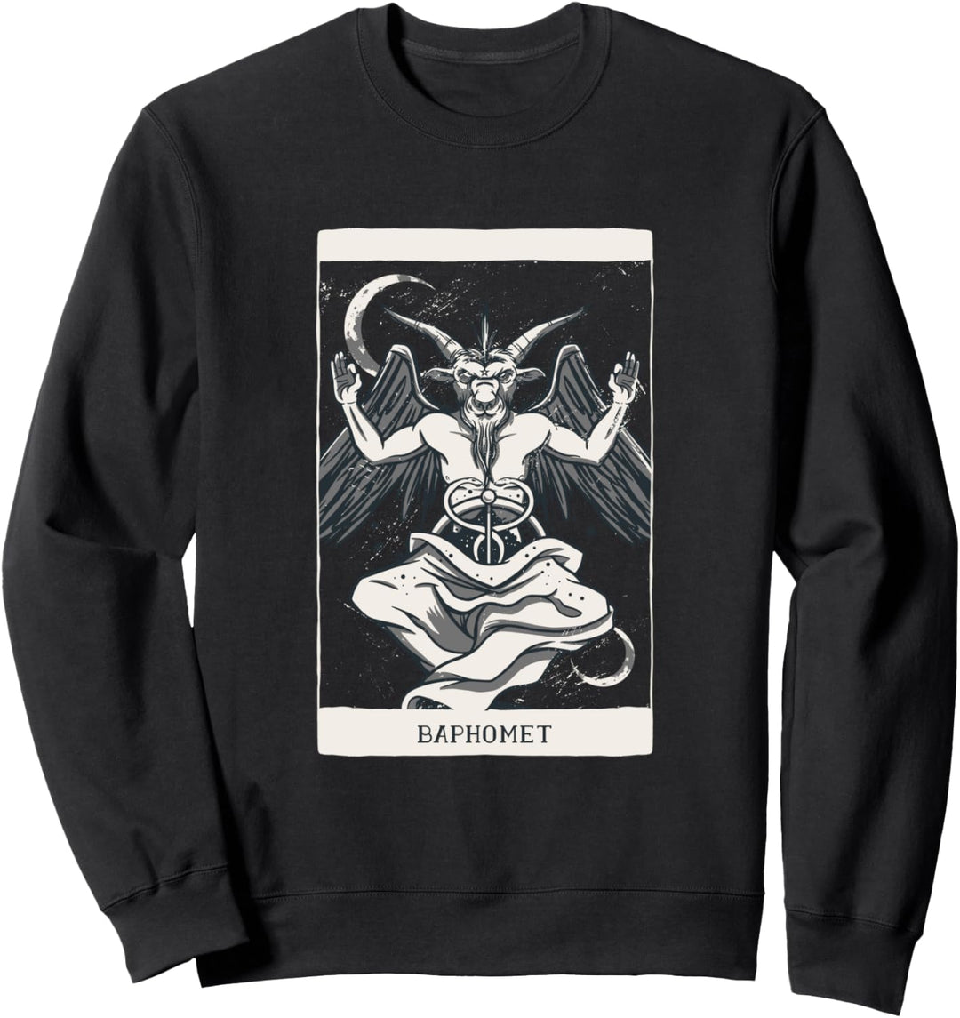 Baphomet Devil Card Satanic Satan Goat Occult Goth Graphic Sweatshirt