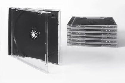 Tillmann Media CD-Hüllen Jewelcase für 1 CD/DVD, Tray schwarz, Deckel und Rückenteil transparent gla