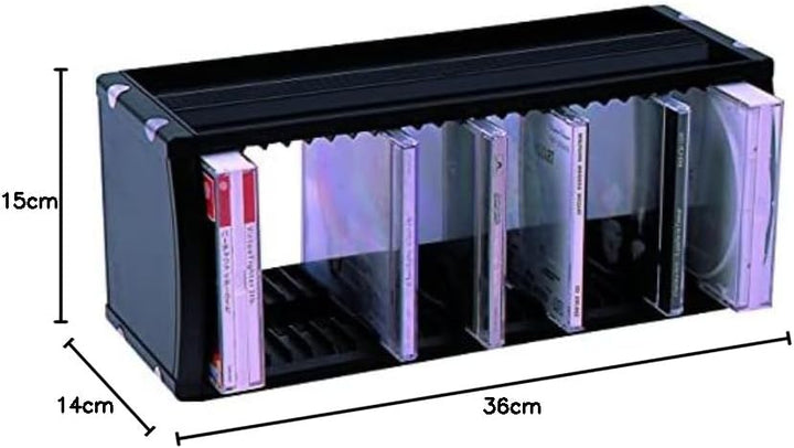 CD-Regal-Ständer MR-26S für 26 CDs mit Hüllen, Media-Rack Musik Turm, Erweiterbar, Kombinierbar, Auf