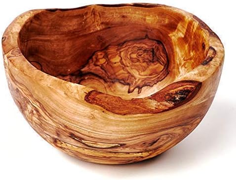 DAS OLIVENHOLZBRETT® Knabberschale aus Olivenholz rund, Holzschale im Naturschnitt, Nussschale,10cm