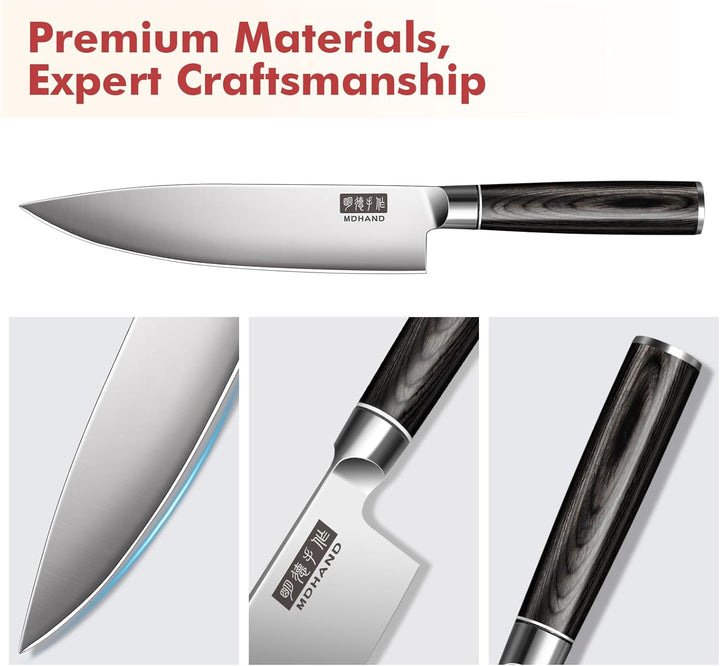 MDHAND 7-teilig Küchenmesser Set, Messerset aus hochwertigem Edelstahl, Profi Kochmesser mit Scharfe