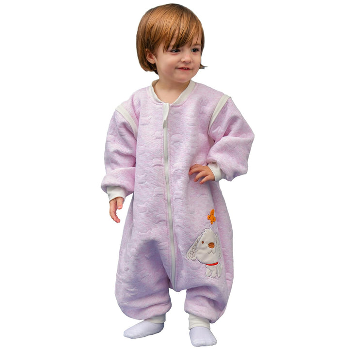 MIKAFEN Schläfsack Baby Langarm Winter kinderSchlafsack 2.0Tog,Hund Muster Baby Schlafsack mit Füsse