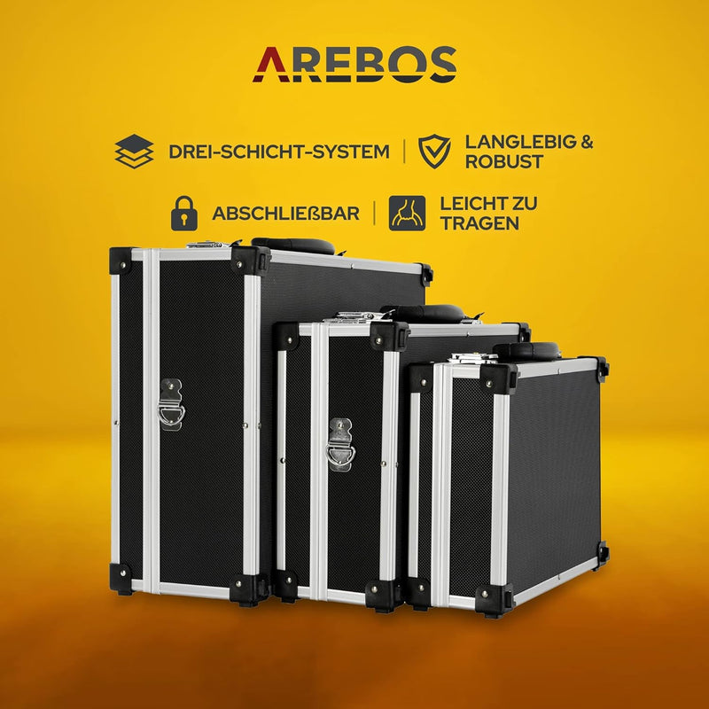 Arebos 3er Set Transportkoffer | 50 L Gesamtvolumen | abschliessbar | mit Tragegurt und Schloss | un