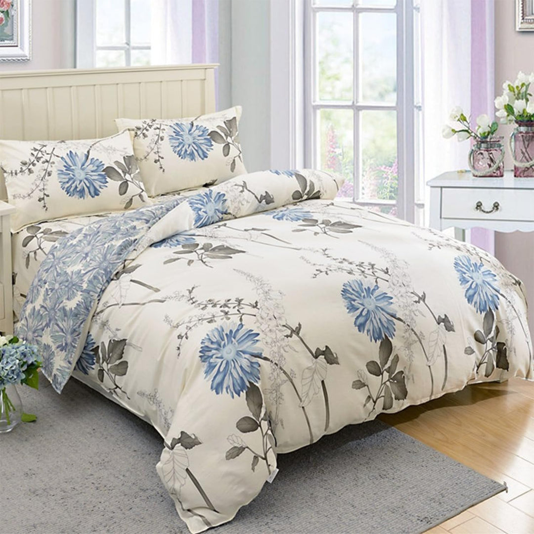 Tospass Bettwäsche 200x220 cm 3 Teilig Blumen Weiss Beige Modern Floral Bettwäsche Set Mädchen Bettb