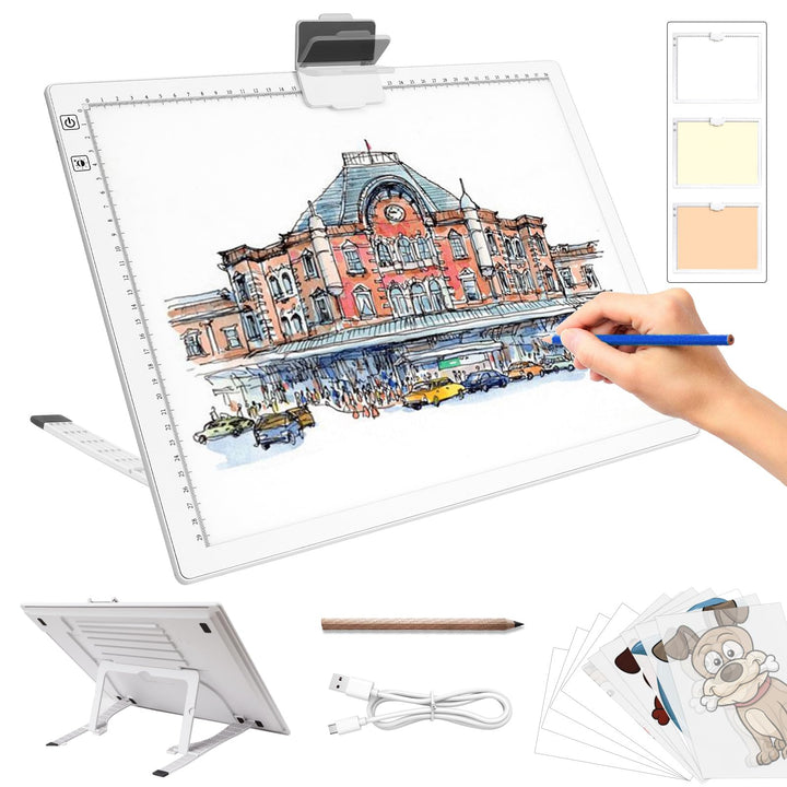 Leuchttisch A3, Tragbares Batteriebetriebene Light Pad, Wiederaufladbare Diamond Painting Leuchttisc