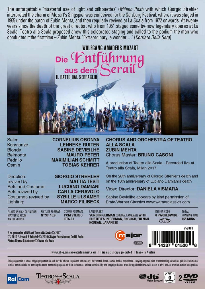 Mozart: Die Entfuhrung aus dem Serail [Teatro alla Scala, Milan 2017], DVD