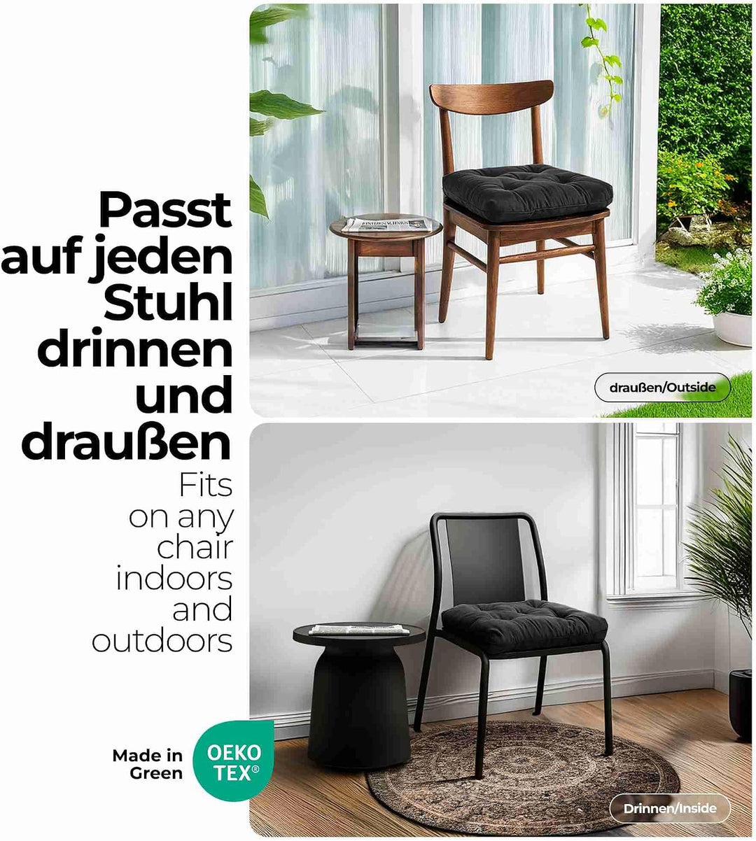 etérea Sitzkissen 42x42 cm 2er Set - Anthrazit 8 cm hoch - Bodenkissen für Indoor, Outdoor, Küche, G