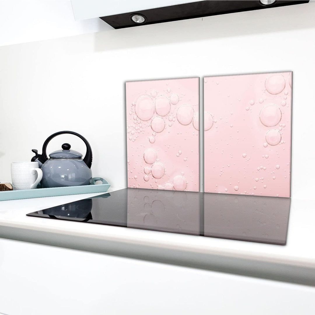 Herdabdeckplatten Set 2x40x52 cm Ceranfeld Abdeckung Glas Spritzschutz Abdeckplatte Glasplatte Herd