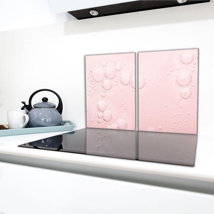 Herdabdeckplatten Set 2x40x52 cm Ceranfeld Abdeckung Glas Spritzschutz Abdeckplatte Glasplatte Herd