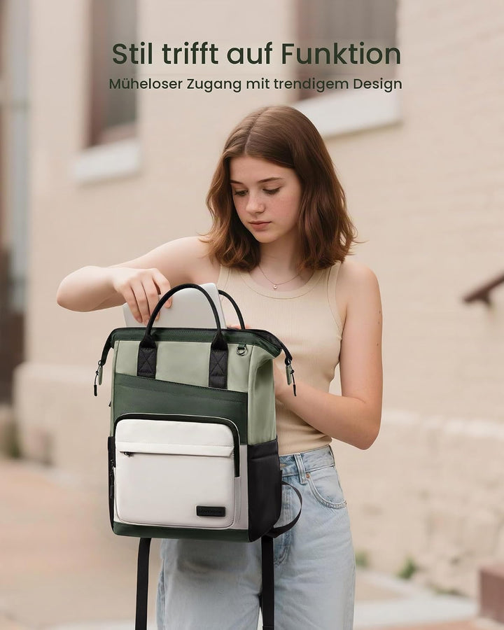 LOVEVOOK Rucksack Damen, 17,3 Zoll Laptop Schulrucksack Teenager Mit Grossem Fach für Trinkflasche,T
