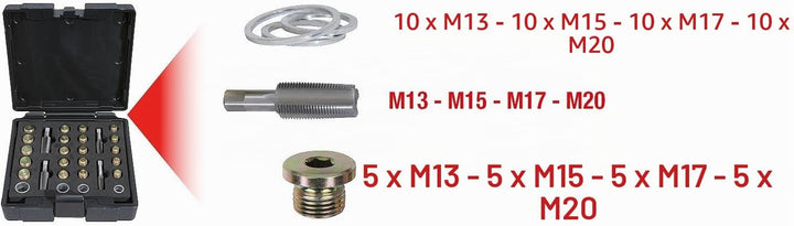 KS Tools 150.1450 MASTER Ölwannen-Gewindereparatur-Satz, 64-tlg.