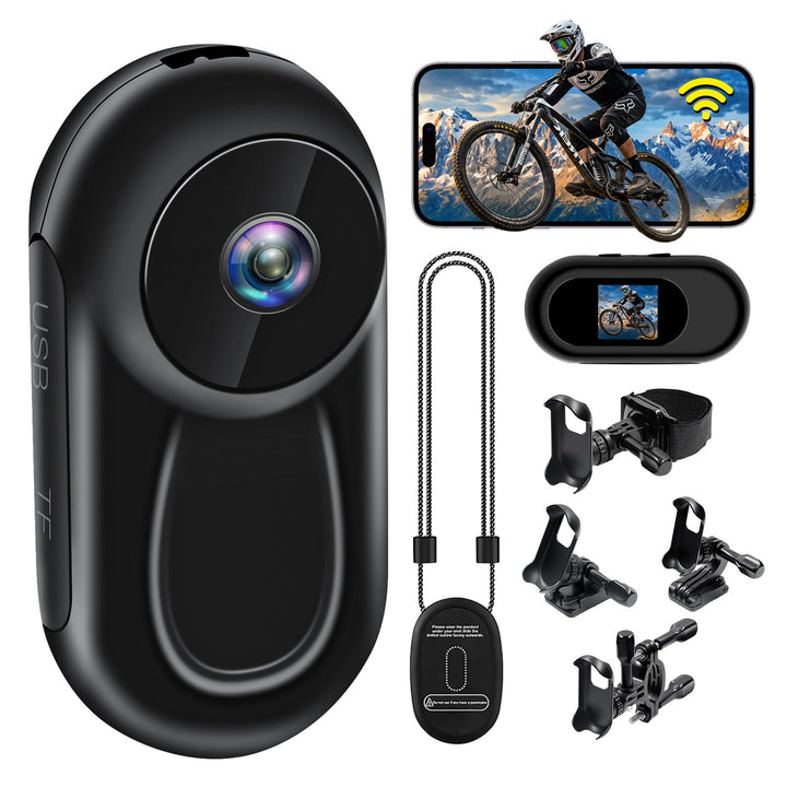 Actionkamera mit WiFi 2K, Verbesserte HD Mini-Action-Kamera | Daumen-Action Sportkamera mit Magnetha