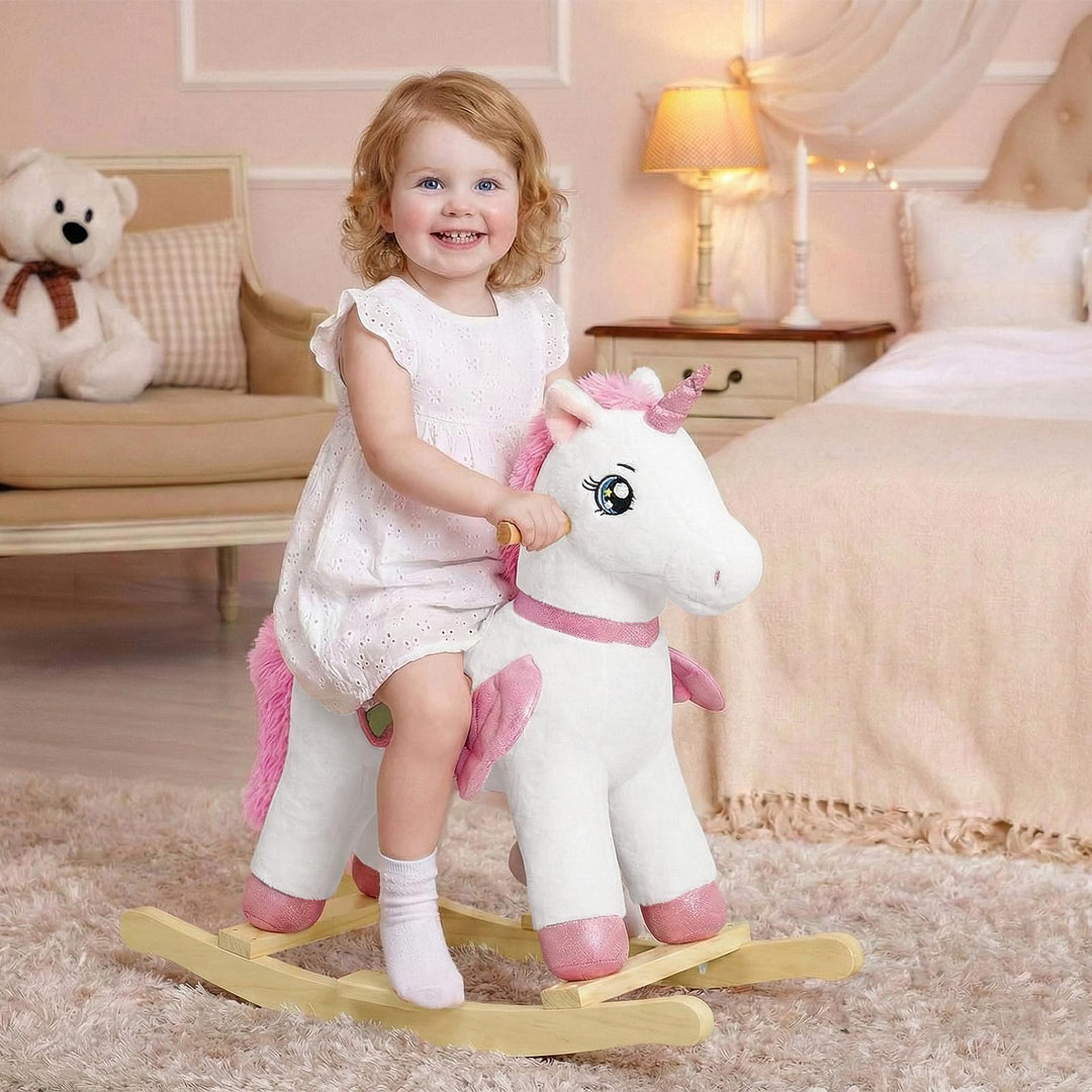 FUNLIO Einhorn-Schaukelpferd für Babys, Regenbogenfee-Einhorn-Schaukelpferd für Kleinkinder 1-3 Jahr
