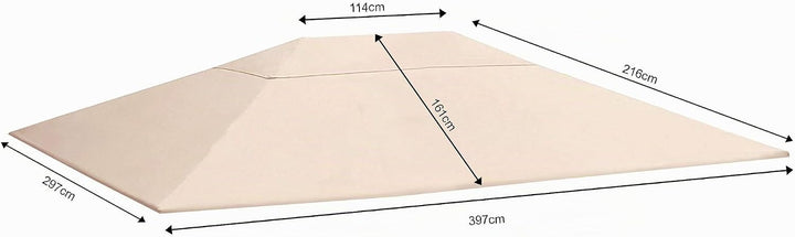 QUICK STAR Ersatzdach 250g Garten Pavillon 3x4m Sand Antik Pavillondach Ersatzbezug