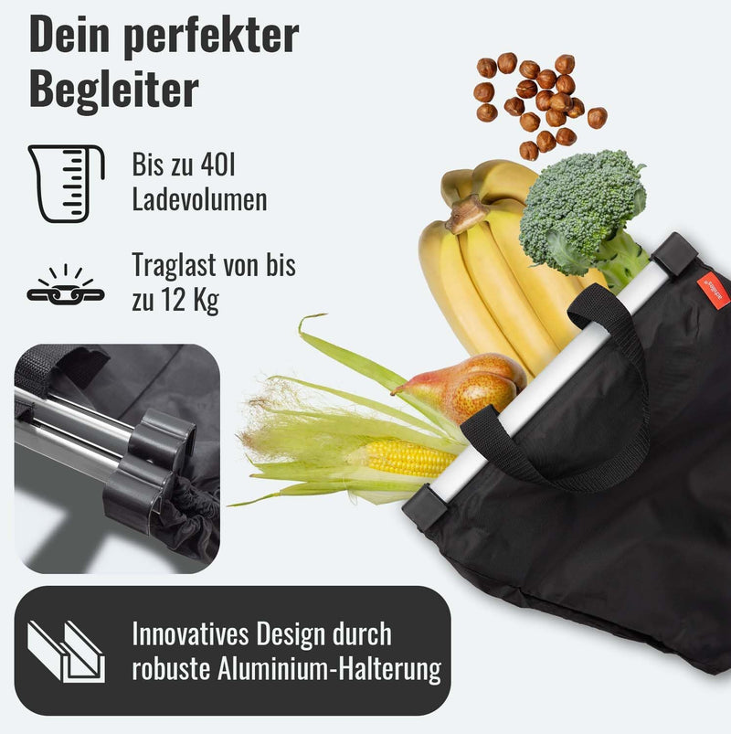 achilles Easy-Cooler Alu, Faltbare Einkaufswagentasche mit Kühlfach, Einkaufstasche passend für alle