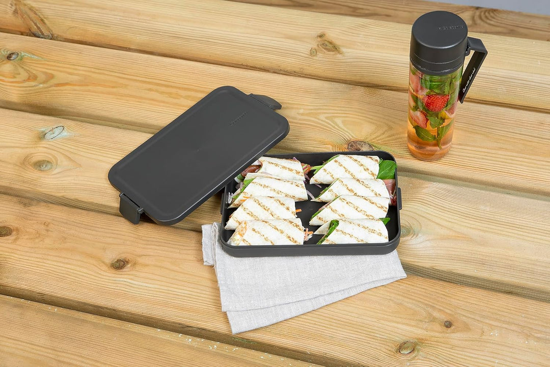 Brabantia - Make & Take Frühstück-Set - 2er-Set: Wasserflasche 0.5L + Lunch Box Flach - Platz für Sa