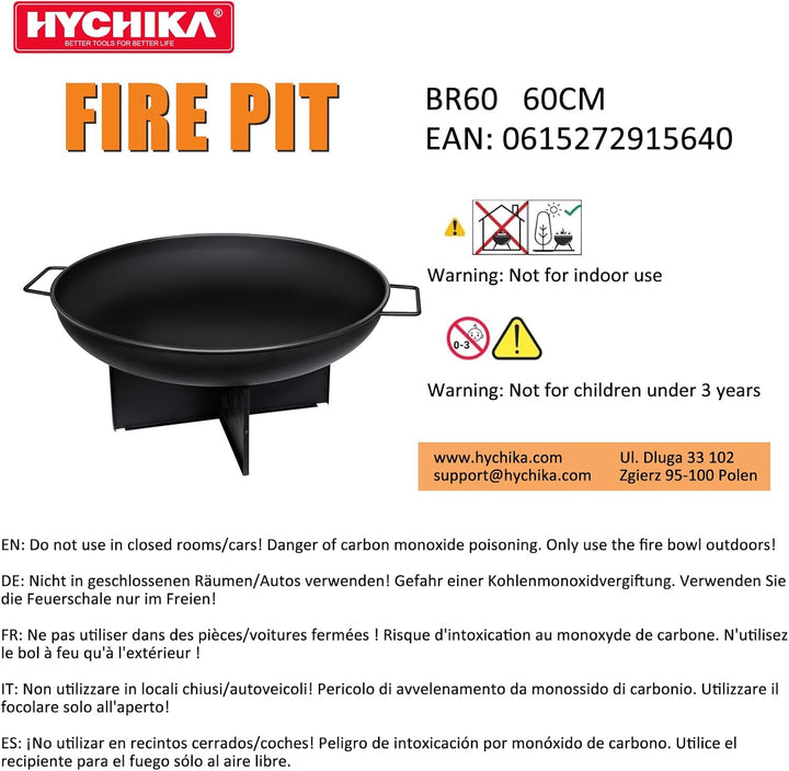 HYCHIKA Feuerschale 60cm Durchmesser,Feuerstelle Feuerkorb Feuertonne Feuerschalen Feuerkörbe für de