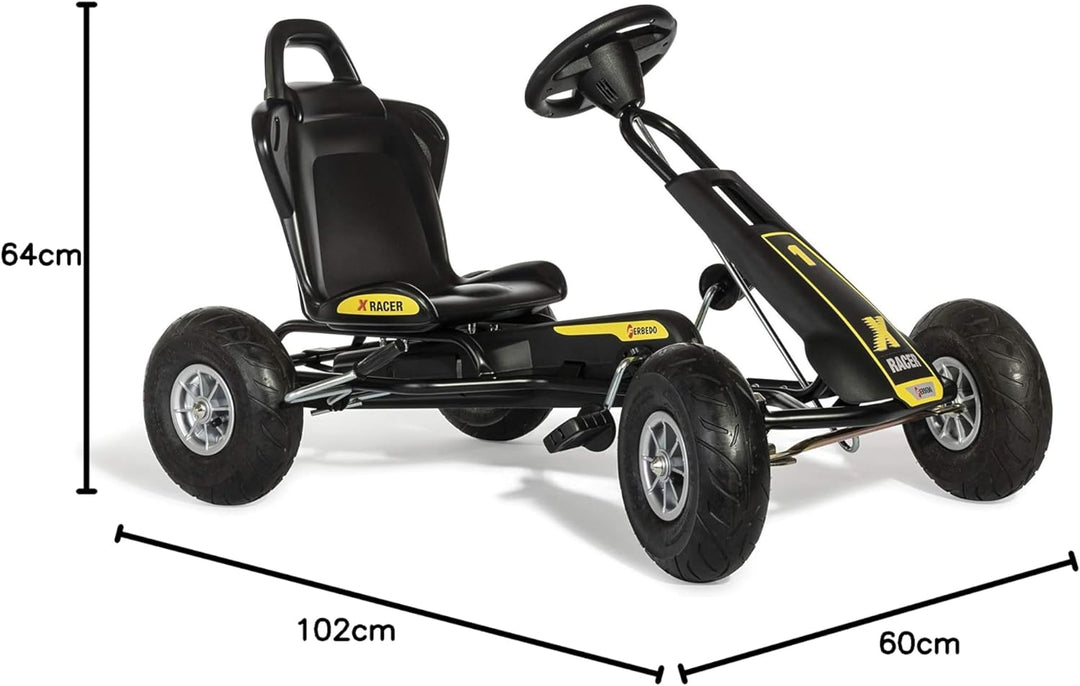 Ferbedo Go Kart AT X-Racer (Gokart / Kart in schwarz mit Soundlenkrad und Luftbereifung, ab ca. 3-8