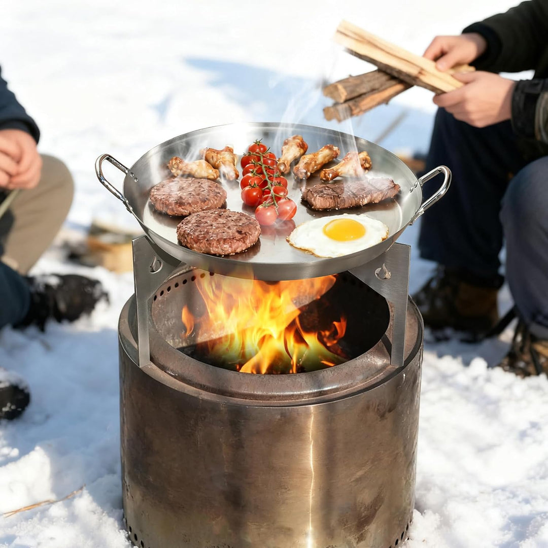 onlyfire Edelstahl Plancha mit Stativfuss für Solo Stove Bonfire 49.5cm Feuerstelle, Plancha Grillpl