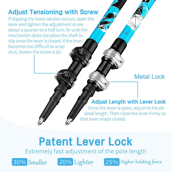 FitTrek Wanderstöcke Kork - Trekkingstöcke - Walking Stöcke Teleskop Verstellbar Leicht für Damen, H