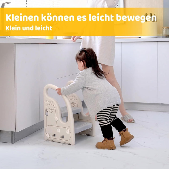 Onasti Tritthocker für Kinder 2 Stufen, Höhenverstellbar Tritt-Schemel Kinderschemel für Baby, mit H