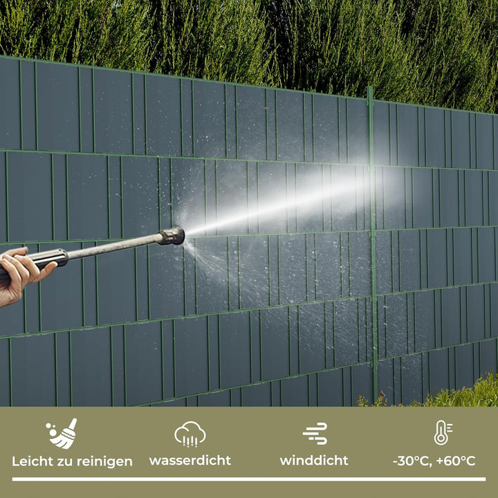 Sichtschutzstreifen Zaun inkl.20 Clips, PVC Sichtschutz Zaunfolie Doppelstabmatten für Gartenzaun (3