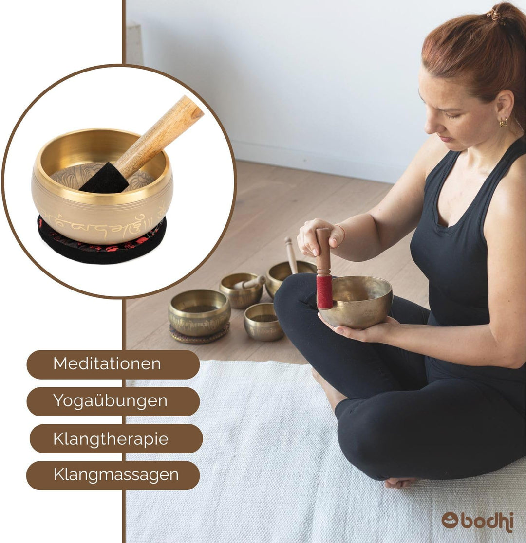 Indische Klangschalen mit TARA-Verzierung und Geschenkbox, 14