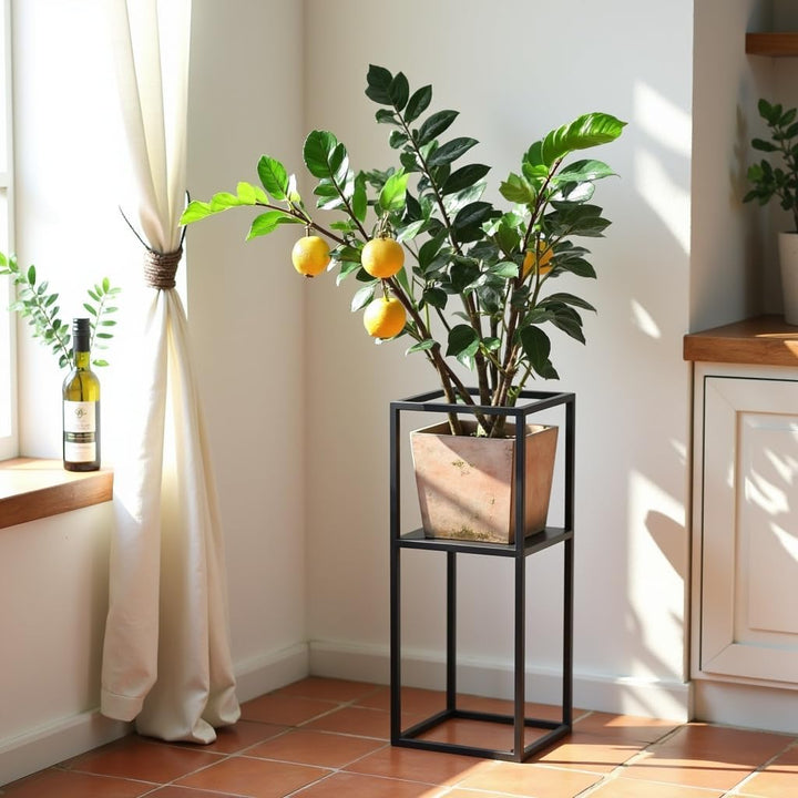 Blumenständer - Pflanzenständer aus Metall - 21x21x50cm - für Wohnzimmer, Küche, Büro - Loft, Indust