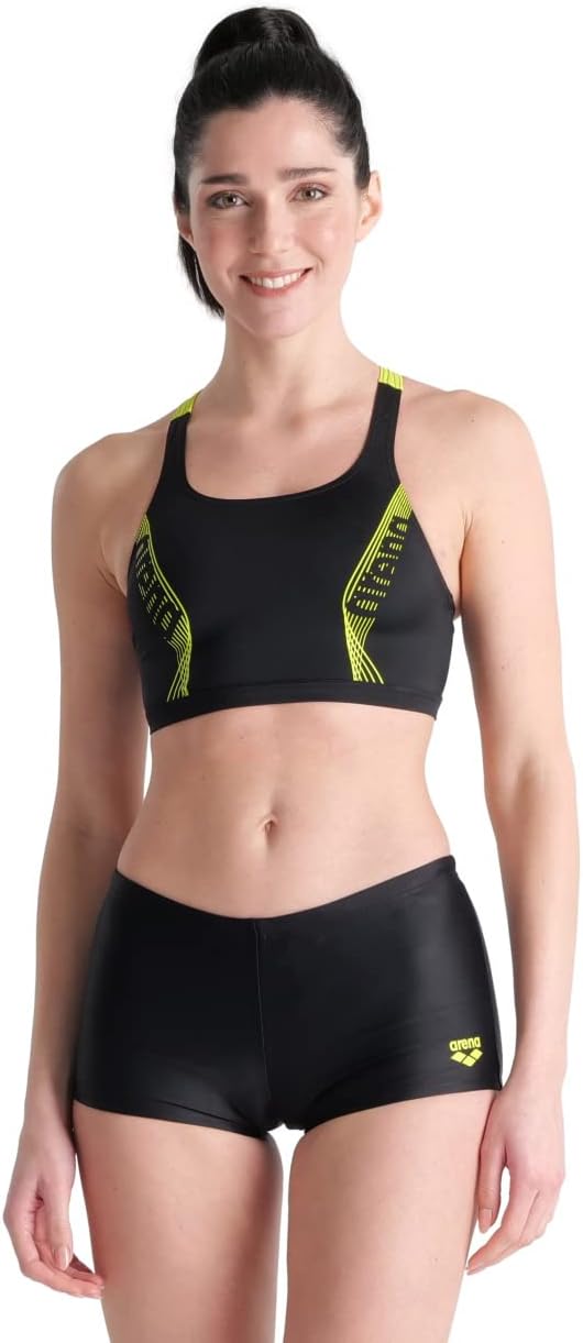 ARENA Damen Women's Bikini Energy Back Graphic Bikinis (1er Pack) 34 Black-soft Green, 34 Black-soft