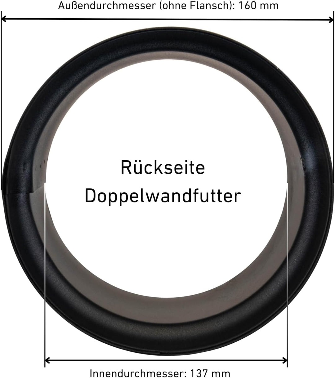 Raik Rauchrohr Doppelwandfutter Ofenrohr 150 mm Schwarz aus Stahl temperaturbeständig bis 600 °C für