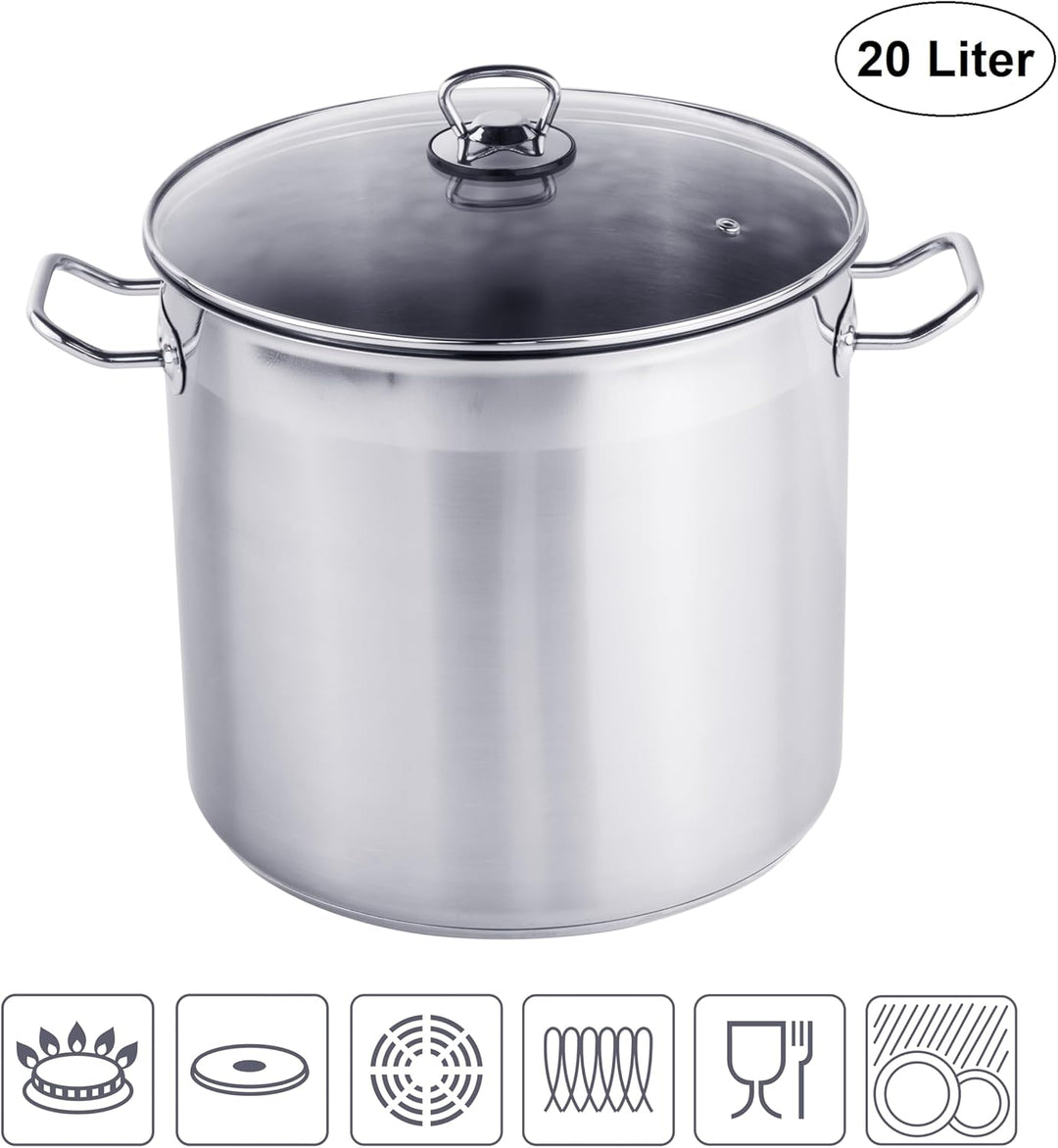 XXL Profi Universalkochtopf Suppentopf Jumbotopf Ø 30x28cm, 20 Liter, ca. 3,5 kg, Silber - für alle