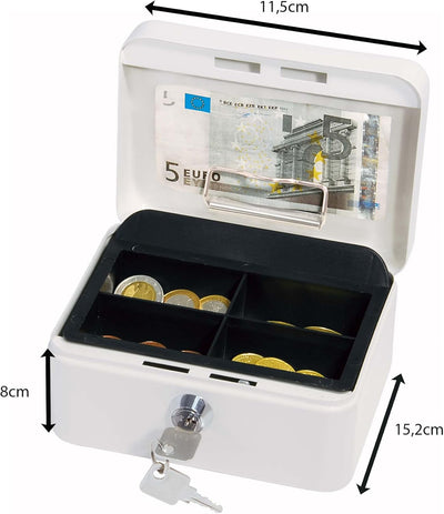 Wedo 145100H Geldkassette (aus pulverbeschichtetem Stahl, versenkbarer Griff, Geldnoten- und Belegek