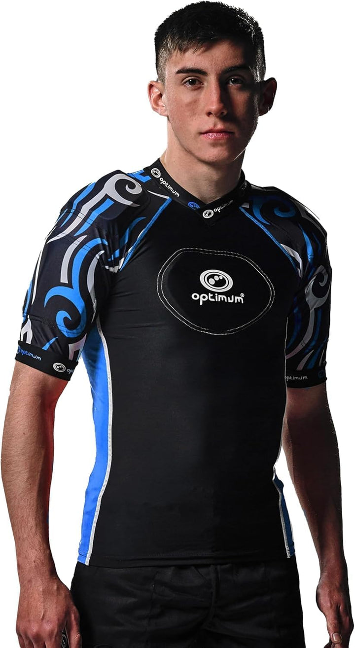 Optimum Razor Rugby Oberteil mit Schulterschutz Black/Silver Mini Junior, Black/Silver Mini Junior