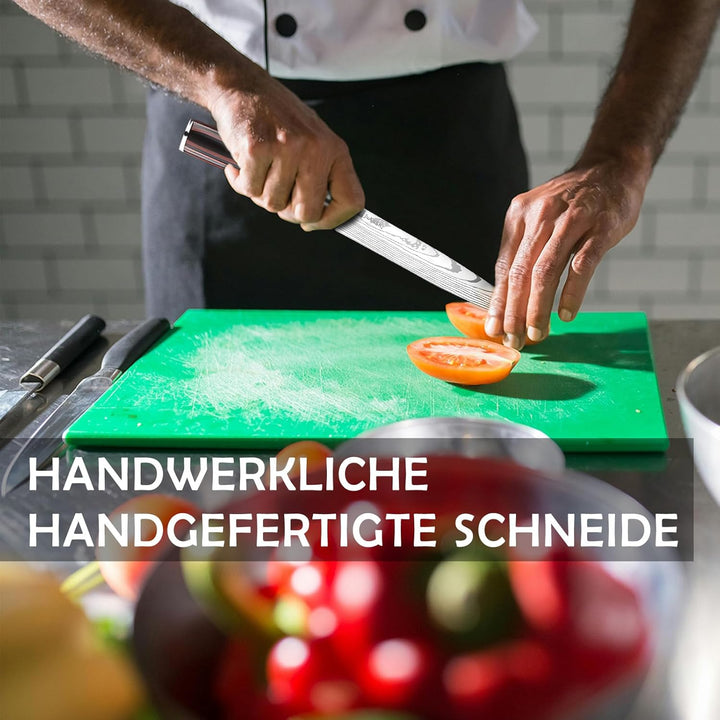 JUANSHI® Japanisches Messer, 13 cm Universalmesser - Professionelles Küchenmesser mit Pakkaholzgriff