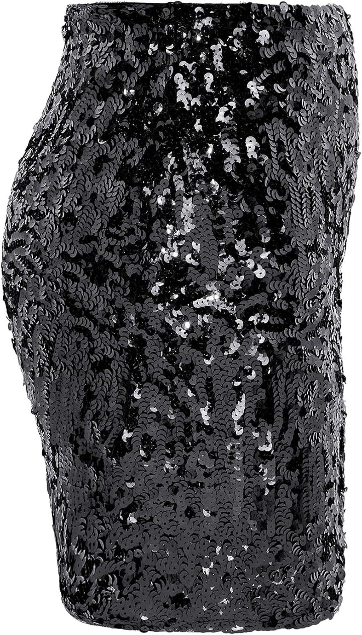 Durio Pailettenrock Für Damen Glitzer Rock Kurz Damen Sexy Midi Skirt Hüftrock mit Elastische Taille