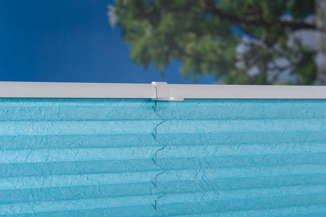 K-home 360273-5 Klemmfix-Plissee 80 x 130 cm (B x L) Iceblau Lichtschutz +++ Moderne Crushed Optik +